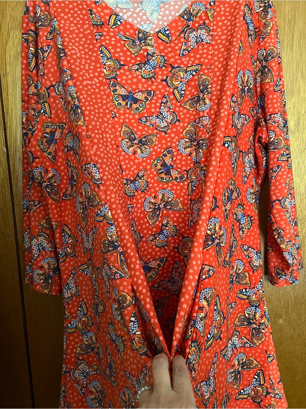 Attitudes by Renee Orange Butterfly Print V-neck Tunic - Picture 5 of 13